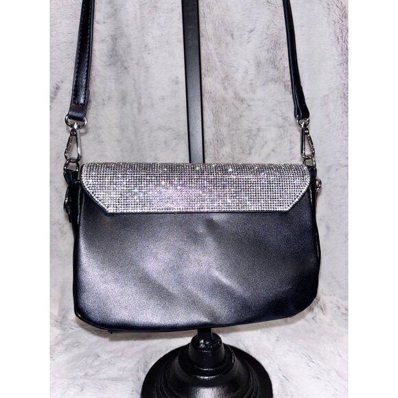 ALDO Black Silver Rhinestone Shoulder Bag & Wallet Set NWT - Picture 3 of 7